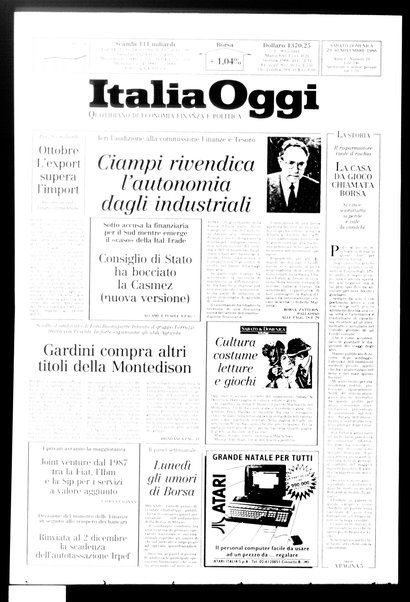 Italia oggi : quotidiano di economia finanza e politica